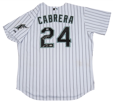 2005 Miguel Cabrera Game Used and Signed Florida Marlins Jersey (Mears A-10 & PSA/DNA)